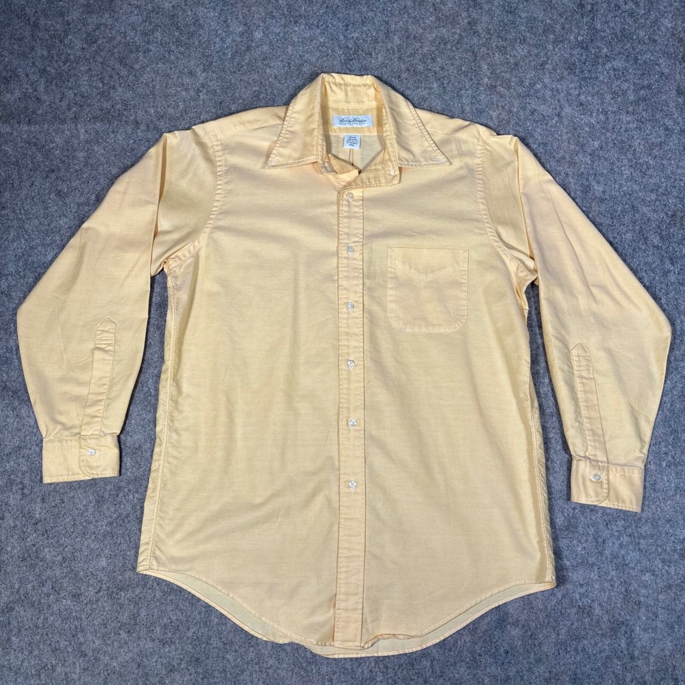 Brooks Brothers Button Down Shirt Mens 15.5-33 Yellow Oxford Cotton Made in USA